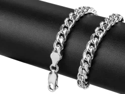 Sterling Silver 6.4mm Filed Bevelled Curb Bracelet 8.5