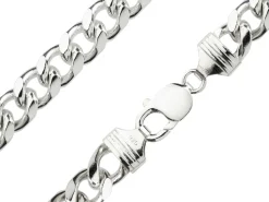 Sterling Silver 10.0mm Filed Bevelled Curb Chain 18"/45cm Hallmarked