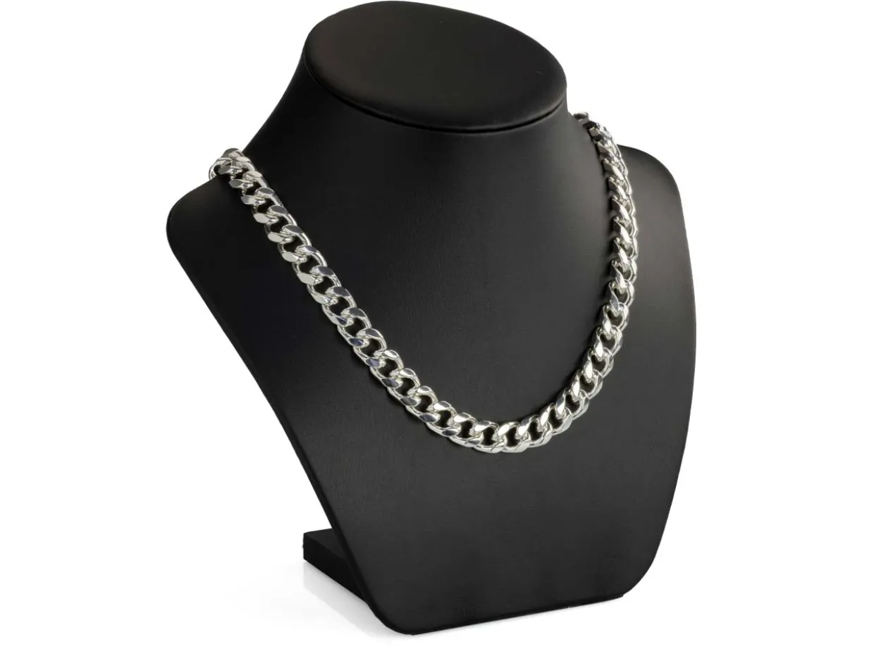 Sterling Silver 10.0mm Filed Bevelled Curb Chain 18"/45cm Hallmarked