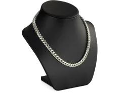 Sterling Silver 8.3mm Filed Bevelled Curb Chain 20