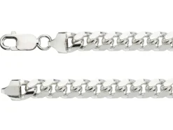 Sterling Silver 8.3mm Filed Bevelled Curb Chain 18"/45cm Hallmarked