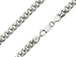 Sterling Silver 6.4mm Filed Bevelled Curb Chain 20"/50cm Hallmarked