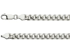 Sterling Silver 6.4mm Filed Bevelled Curb Chain 20"/50cm Hallmarked