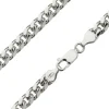 Sterling Silver 6.4mm Filed Bevelled Curb Chain 18"/45cm Hallmarked