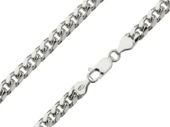 Sterling Silver 6.4mm Filed Bevelled Curb Chain 18"/45cm Hallmarked