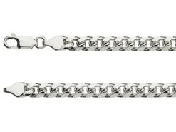 Sterling Silver 6.4mm Filed Bevelled Curb Chain 18"/45cm Hallmarked