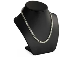 Sterling Silver 6.4mm Filed Bevelled Curb Chain 18