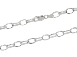 Sterling Silver 4.45mm Flat Filed Oval Belcher Chain 18"/45cm Unhallmarked 100% Recycled Silver