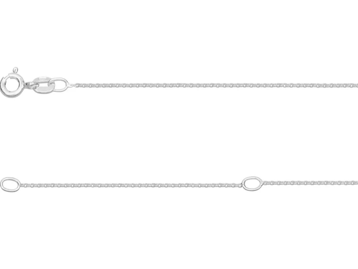 Sterling Silver 0.9mm Flat Filed Oval Trace Chain With Extender 16-18"/40-45cm Unhallmarked
