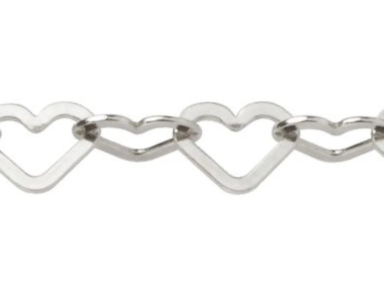 Sterling Silver 6.0mm Flat Filed Heart Link Chain Loose Unhallmarked 100% Recycled Silver