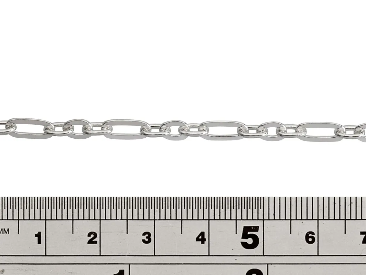 Sterling Silver 4.0mm Flat Filed Figaro Chain Loose Unhallmarked 100% Recycled Silver
