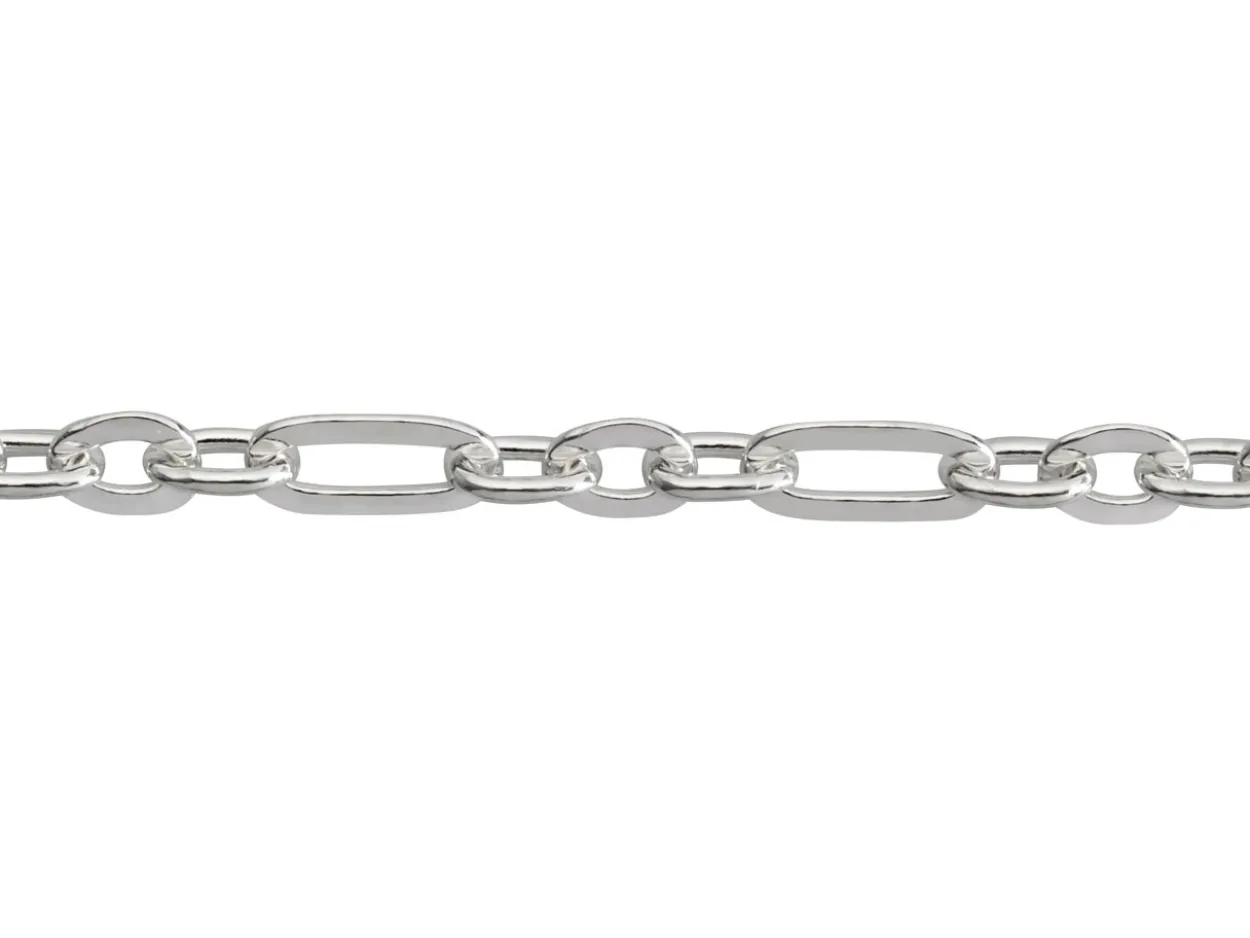 Sterling Silver 4.0mm Flat Filed Figaro Chain Loose Unhallmarked 100% Recycled Silver