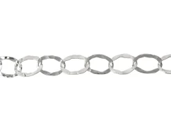 Sterling Silver 6.5mm Flat Hammered Oval Trace Chain 18