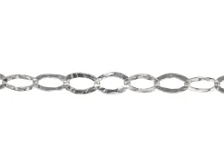 Sterling Silver 6.5mm Flat Hammered Oval Trace Chain Loose Unhallmarked 100% Recycled Silver
