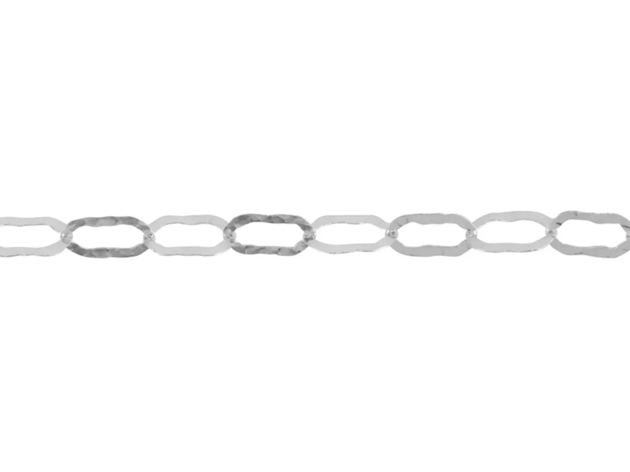 Sterling Silver 6.0mm Flat Hammered Oval Trace Chain Loose Unhallmarked 100% Recycled Silver