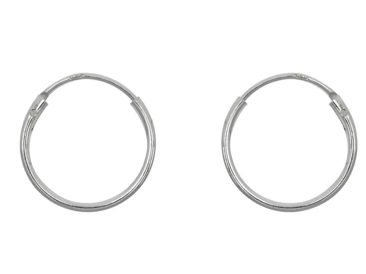 Sterling Silver 12.0mm Hinged Sleeper Hoops, Pack Of 2
