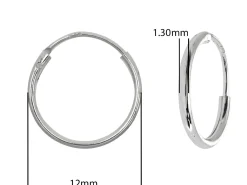 Sterling Silver 12.0mm Hinged Sleeper Hoops, Pack Of 2