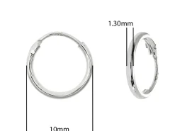 Sterling Silver 10.0mm Hinged Sleeper Hoops, Pack Of 2