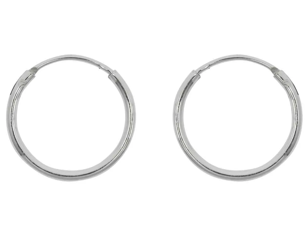 Sterling Silver 14.0mm Hinged Sleeper Hoops, Pack Of 2