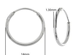 Sterling Silver 14.0mm Hinged Sleeper Hoops, Pack Of 2