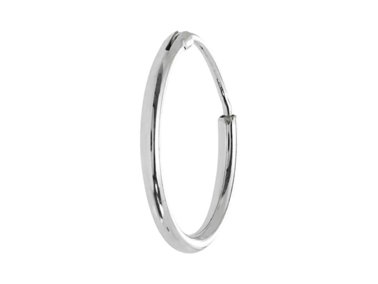Sterling Silver 14.0mm Hinged Sleeper Hoops, Pack Of 2