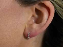 Sterling Silver 8.0mm Hinged Sleeper Hoops, Pack Of 2