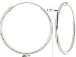Sterling Silver 20.0mm Hinged Sleeper Hoops, Pack Of 2