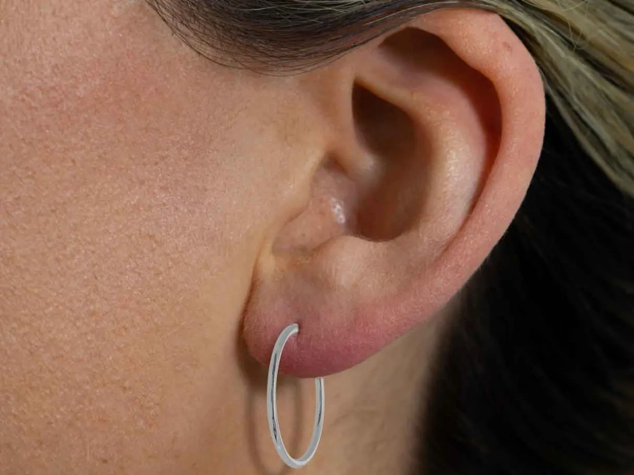 Sterling Silver 20.0mm Hinged Sleeper Hoops, Pack Of 2