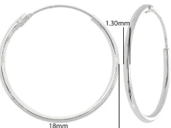 Sterling Silver 18.0mm Hinged Sleeper Hoops, Pack Of 2