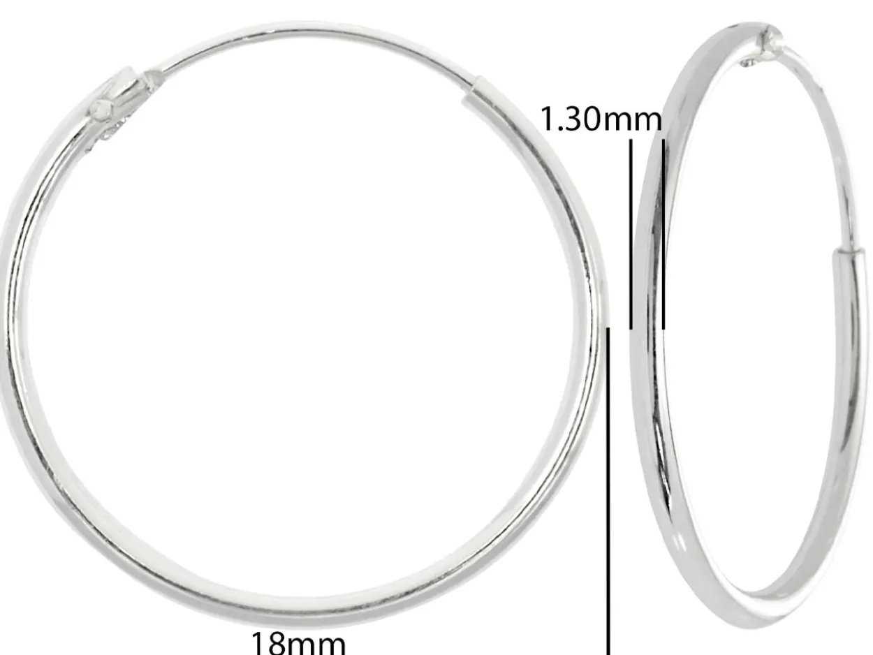 Sterling Silver 18.0mm Hinged Sleeper Hoops, Pack Of 2