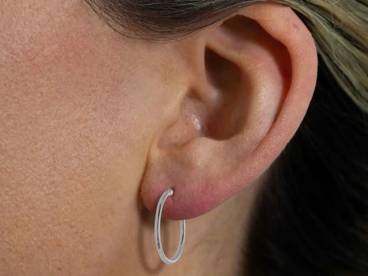 Sterling Silver 18.0mm Hinged Sleeper Hoops, Pack Of 2