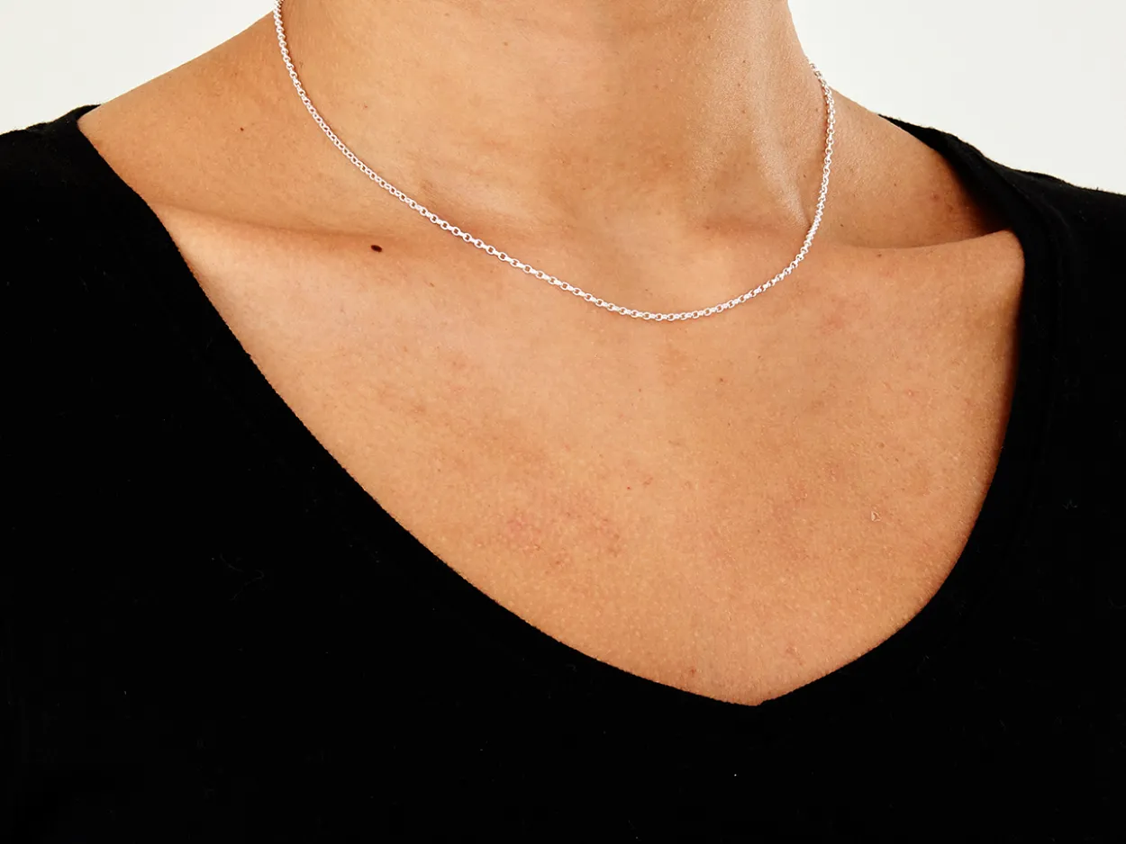 Sterling Silver 1.7mm Oval Belcher Chain 16"/40cm Unhallmarked 100% Recycled Silver