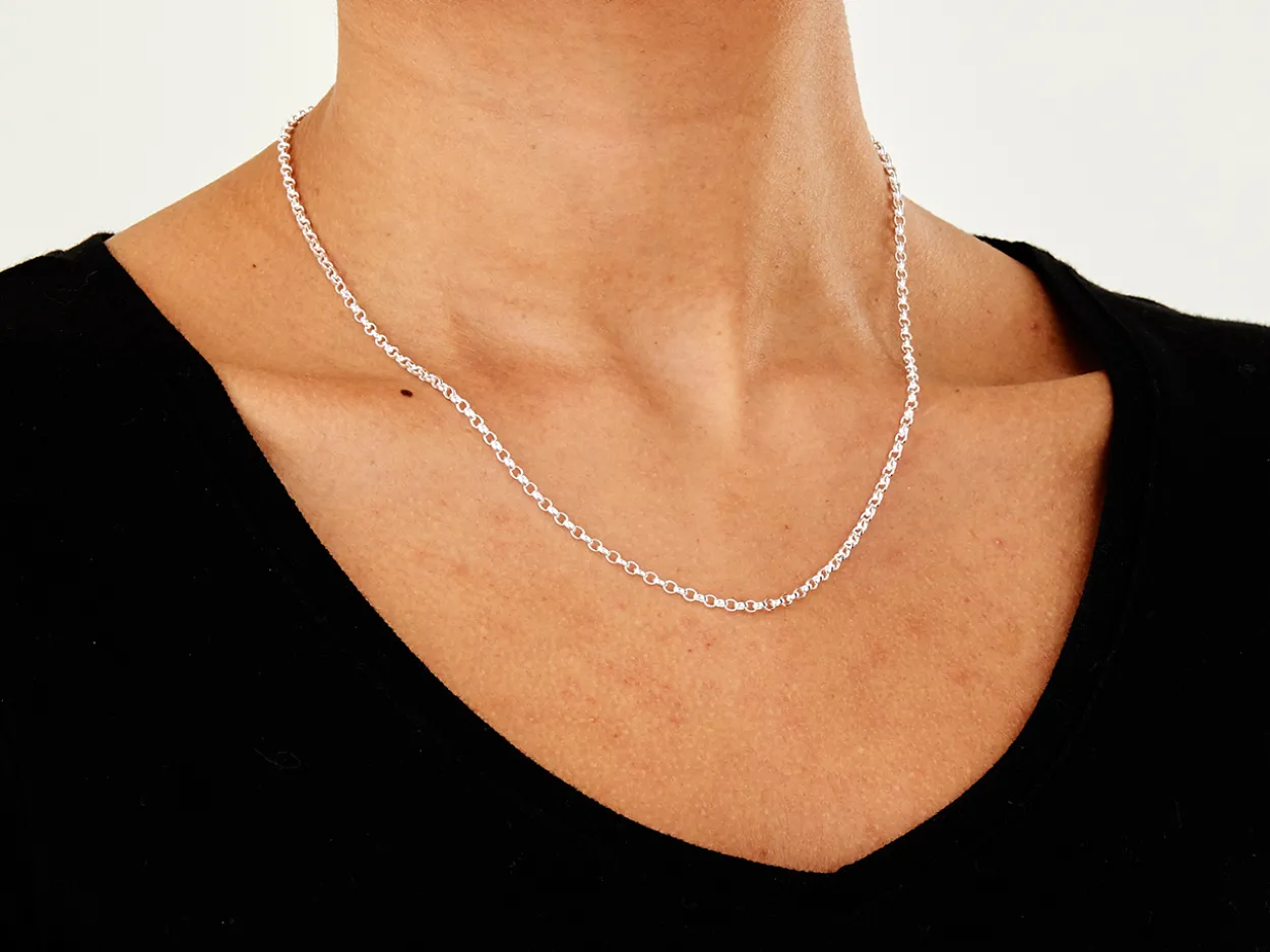 Sterling Silver 2.5mm Oval Belcher Chain 18"/45cm Unhallmarked 100% Recycled Silver
