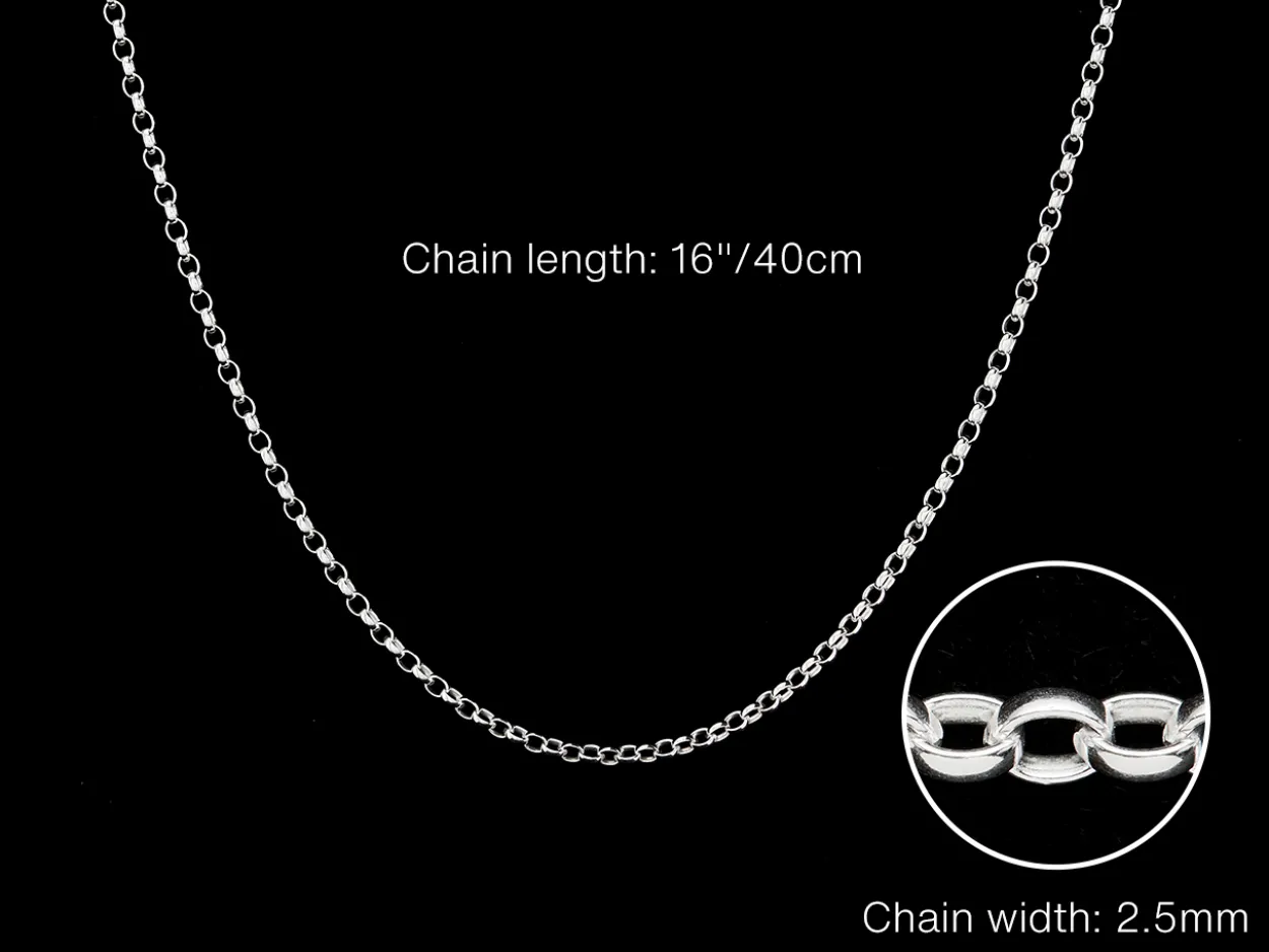 Sterling Silver 2.5mm Oval Belcher Chain 16"/40cm Unhallmarked 100% Recycled Silver