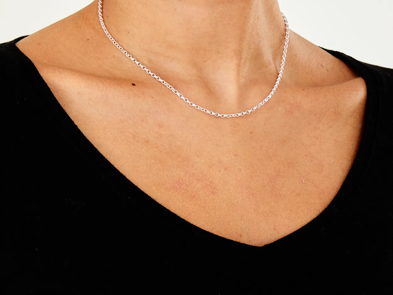 Sterling Silver 2.5mm Oval Belcher Chain 16"/40cm Unhallmarked 100% Recycled Silver