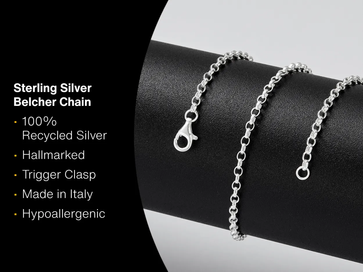 Sterling Silver 2.5mm Oval Belcher Chain 30"/76cm Hallmarked, 100% Recycled Silver