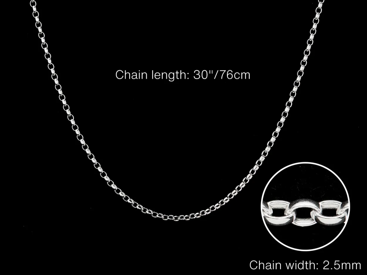 Sterling Silver 2.5mm Oval Belcher Chain 30"/76cm Hallmarked, 100% Recycled Silver