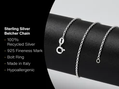 Sterling Silver 1.7mm Oval Belcher Chain 30"/76cm Unhallmarked 100% Recycled Silver