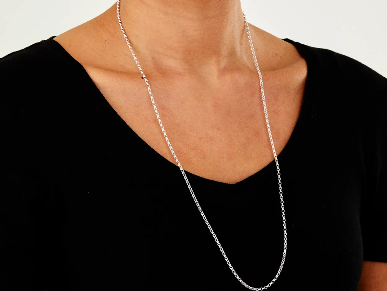 Sterling Silver 2.5mm Oval Belcher Chain 28"/71cm Hallmarked, 100% Recycled Silver
