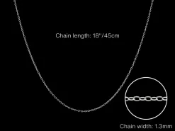 Sterling Silver 1.3mm Oval Trace Chain 18