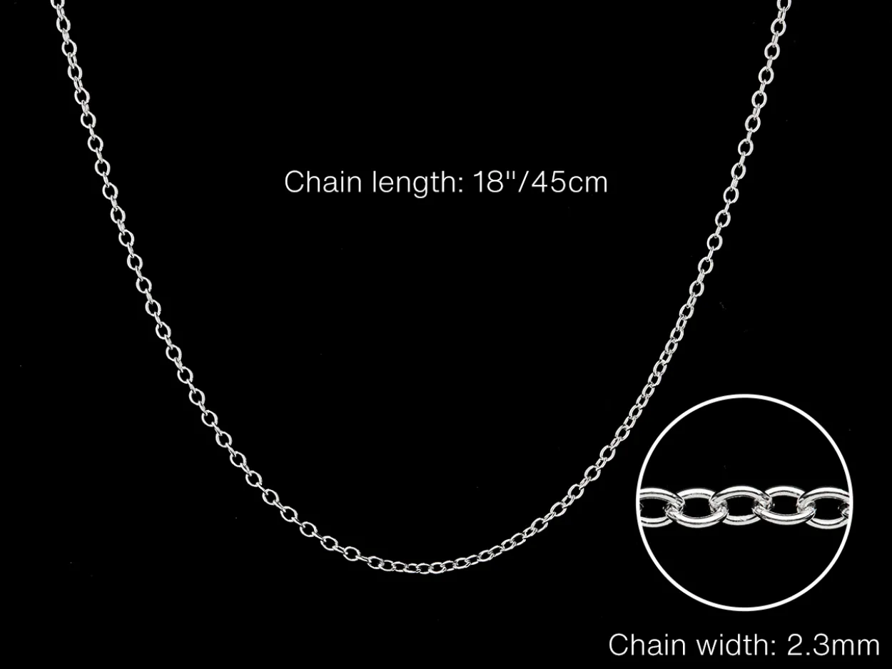 Sterling Silver 2.3mm Oval Trace Chain 18"/45cm Unhallmarked 100% Recycled Silver