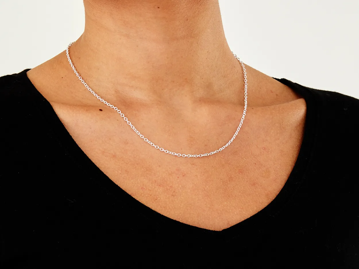 Sterling Silver 2.3mm Oval Trace Chain 18"/45cm Unhallmarked 100% Recycled Silver