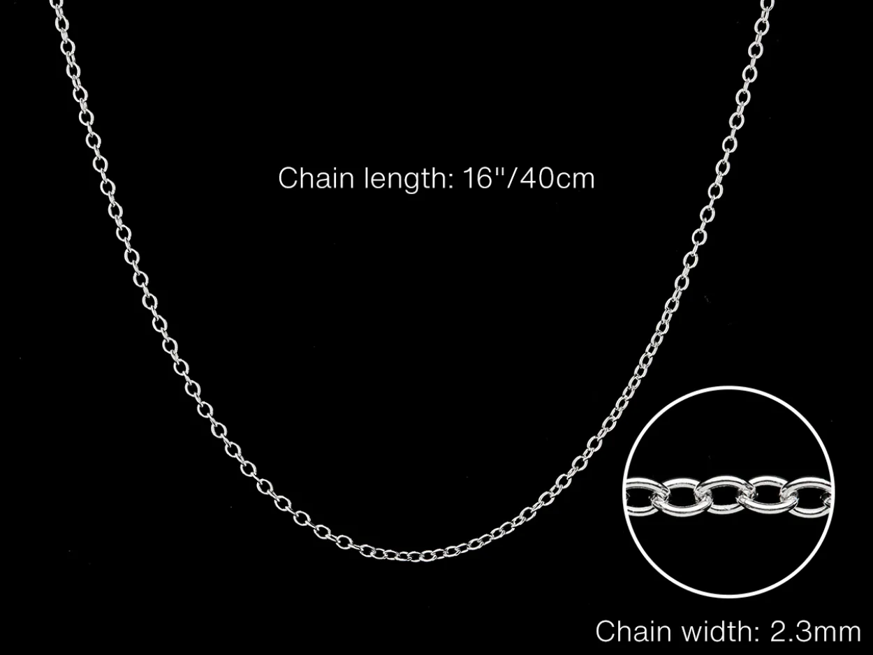 Sterling Silver 2.3mm Oval Trace Chain 16"/40cm Unhallmarked 100% Recycled Silver