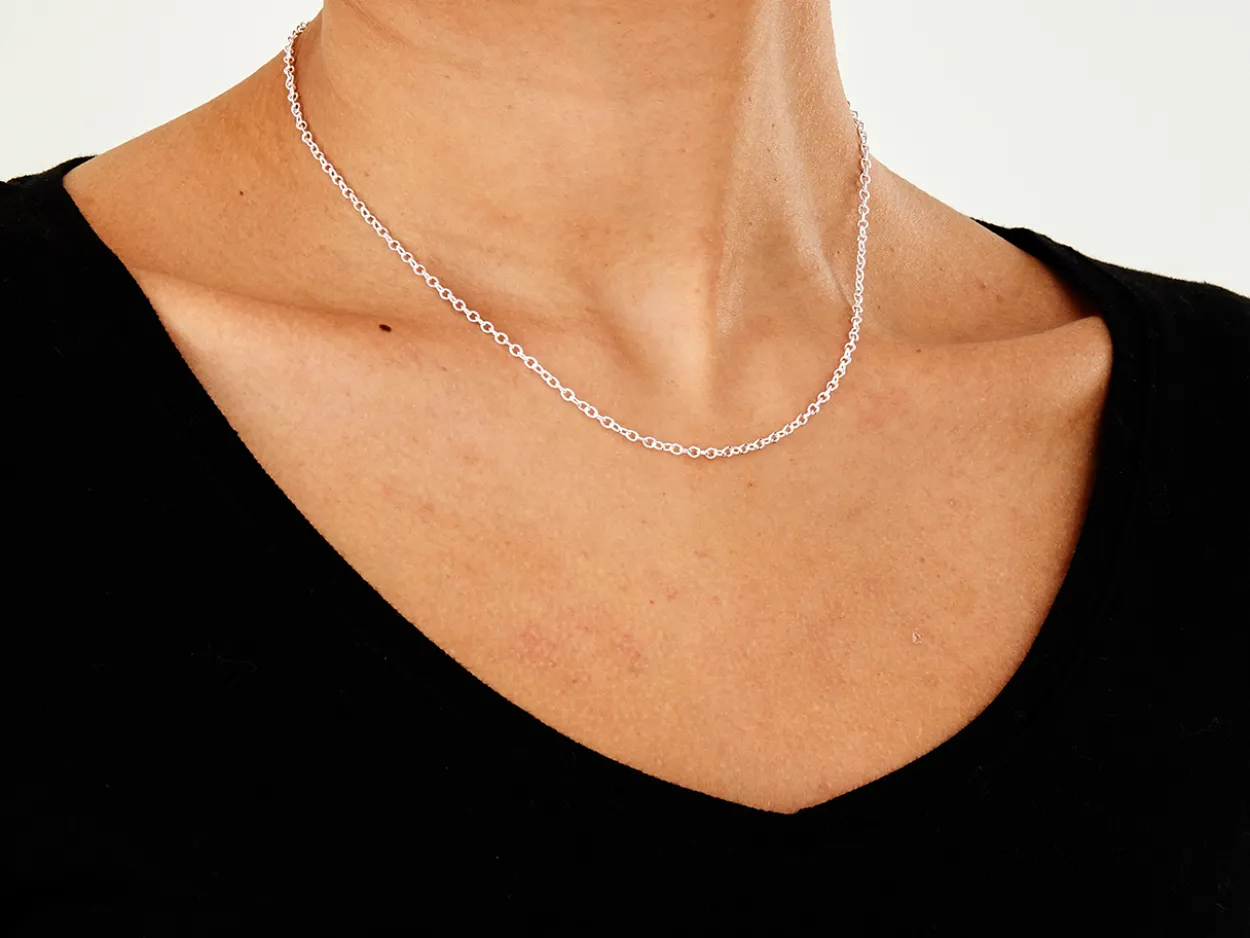 Sterling Silver 2.3mm Oval Trace Chain 16"/40cm Unhallmarked 100% Recycled Silver