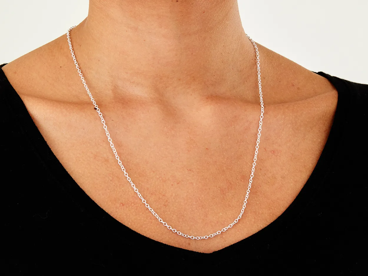 Sterling Silver 2.3mm Oval Trace Chain 22"/55cm Unhallmarked 100% Recycled Silver