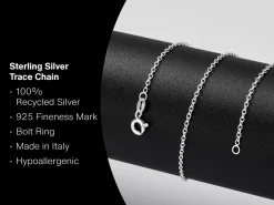 Sterling Silver 1.6mm Oval Trace Chain 22"/55cm Unhallmarked 100% Recycled Silver