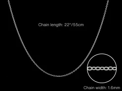 Sterling Silver 1.6mm Oval Trace Chain 22