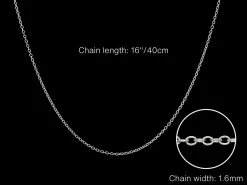 Sterling Silver 1.6mm Oval Trace Chain 16