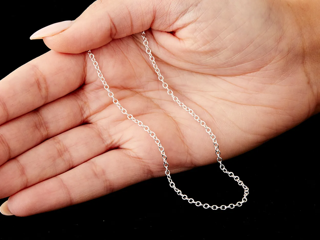 Sterling Silver 2.3mm Oval Trace Chain 28"/71cm Unhallmarked 100% Recycled Silver