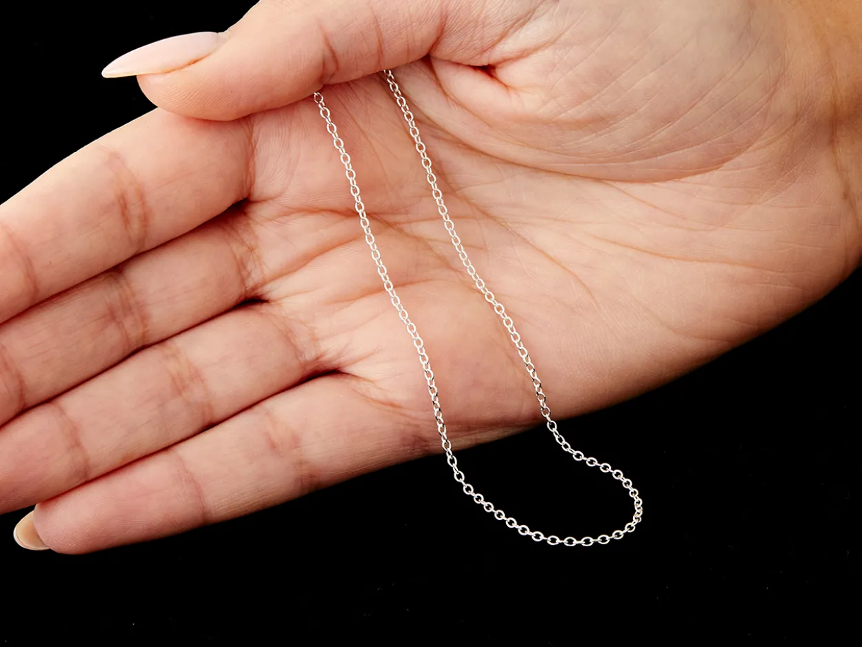 Sterling Silver 1.6mm Oval Trace Chain 30"/76cm Unhallmarked 100% Recycled Silver